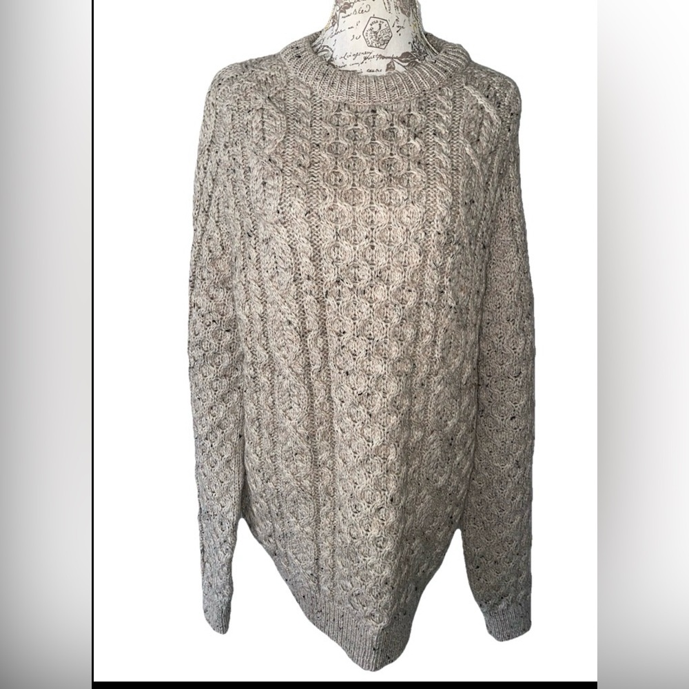 Peregrine Mens XXL Cable Knit Crewneck Sweater Fisherman Grandpa 100% Pure Wool